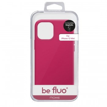 Moxie Coque silicone iPhone 12 Mini [BeFluo] avec aimant compatible MagSafe - Intérieur Microfibre - Framboise