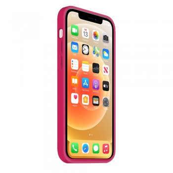 Moxie Coque silicone iPhone 12 Pro Max [BeFluo] avec aimant compatible MagSafe - Intérieur Microfibre - Framboise