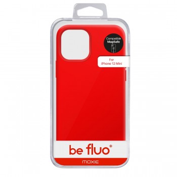 Moxie Coque silicone iPhone 12 Mini [BeFluo] avec aimant compatible MagSafe - Intérieur Microfibre - Rouge