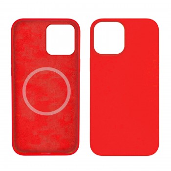 Moxie Coque silicone iPhone 12 Mini [BeFluo] avec aimant compatible MagSafe - Intérieur Microfibre - Rouge