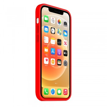 Moxie Coque silicone iPhone 12 Mini [BeFluo] avec aimant compatible MagSafe - Intérieur Microfibre - Rouge