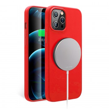 Moxie Coque silicone iPhone 12 Pro Max [BeFluo] avec aimant compatible MagSafe - Intérieur Microfibre - Rouge
