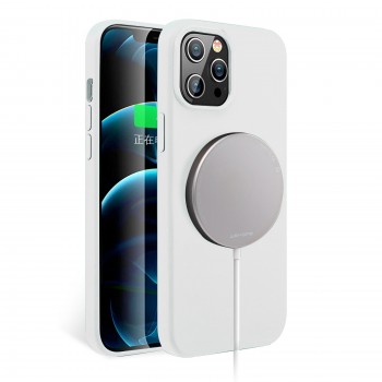Moxie Coque silicone iPhone 12 Mini [BeFluo] avec aimant compatible MagSafe - Intérieur Microfibre - Blanc