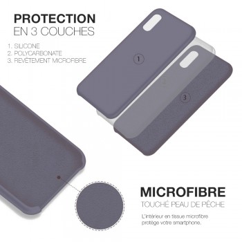 Moxie Coque iPhone XR [BeFluo] Coque Silicone Fine et Légère pour iPhone XR, Intérieur Microfibre, Coque Anti-chocs et Anti-rayures pour iPhone XR - Gris Lavande