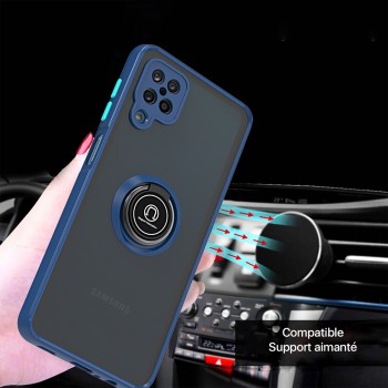 Coque Moxie R-Hold Samsung Galaxy A12 avec ring holder + contour bleu