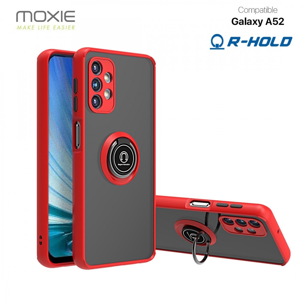 Coque Moxie R-Hold Samsung Galaxy A52 avec ring holder + contour Rouge