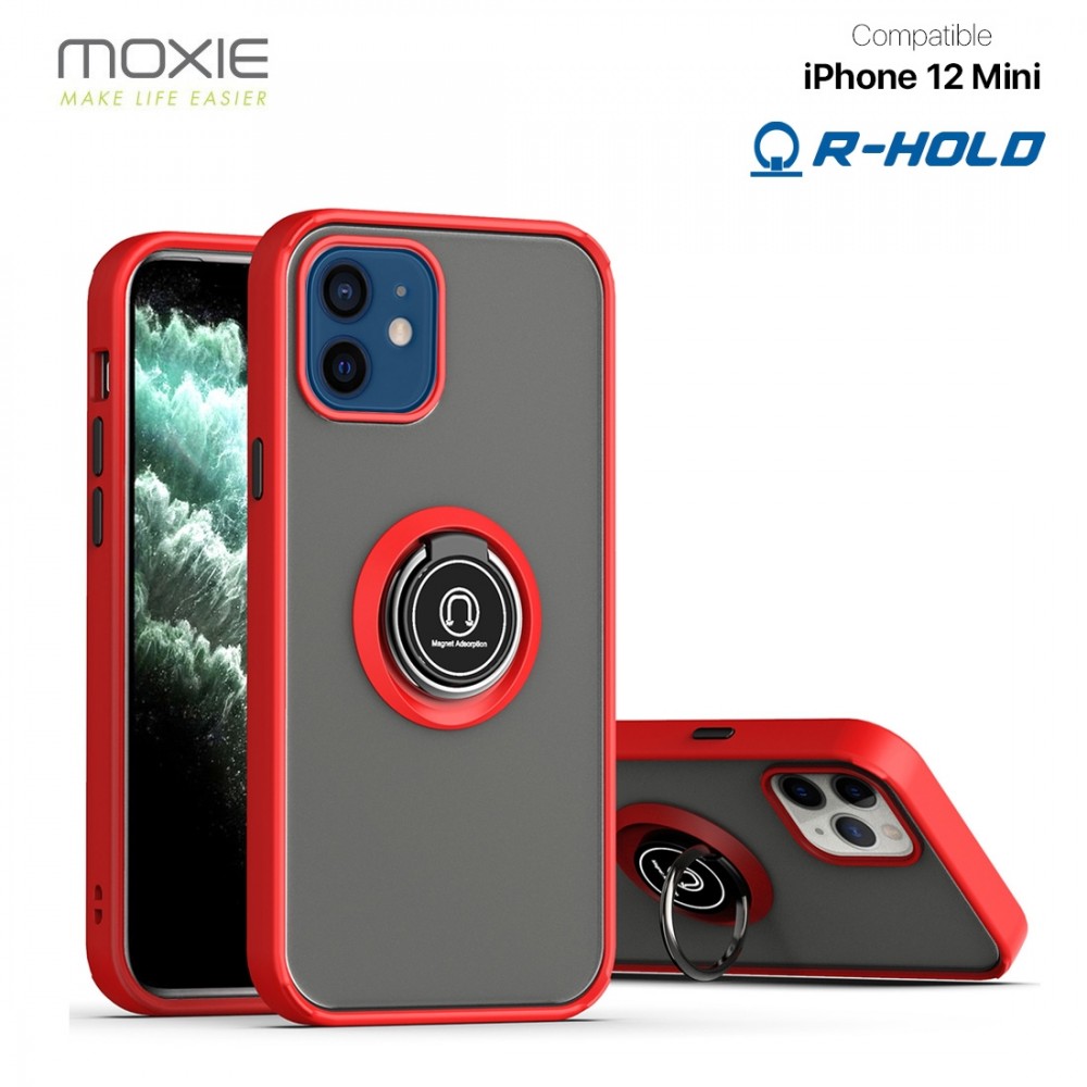 Coque Moxie R-Hold iPhone 12 Mini avec ring holder + contour Rouge