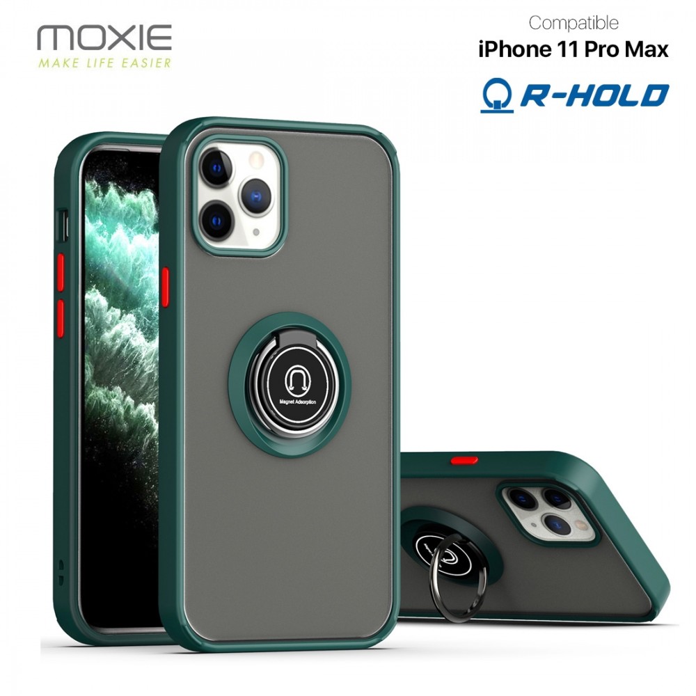 Coque Moxie R-Hold iPhone 11 Pro Max avec ring holder + contour Vert