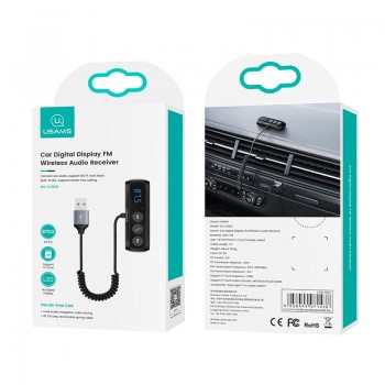transmetteur audio FM Bluetooth Usams avec entrée Jack pour Voiture SJ503