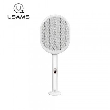 Raquette electrique Usams anti moustique avec support mural adhesif US-ZB231 Blanc