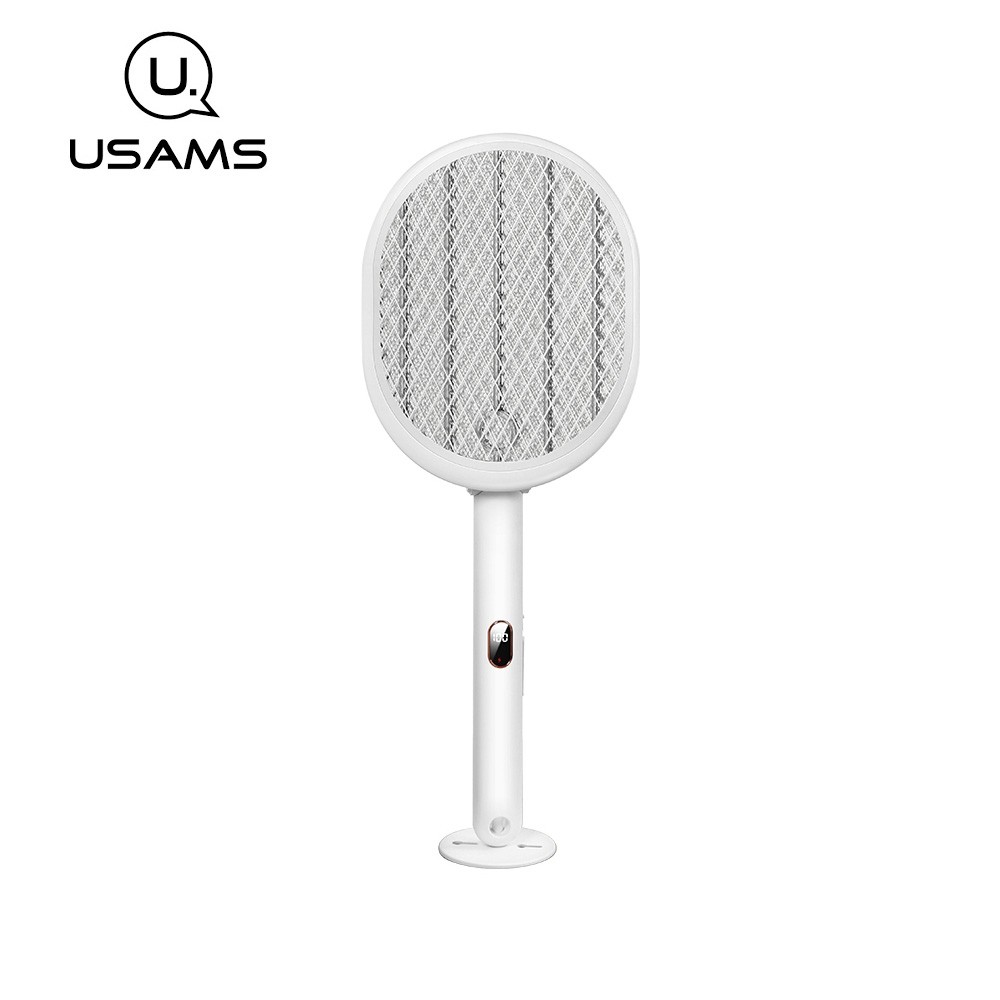Raquette electrique Usams anti moustique avec support mural adhesif US-ZB231 Blanc