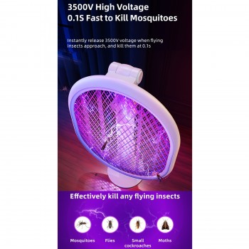 Raquette electrique Usams anti moustique avec support mural adhesif US-ZB231 Blanc