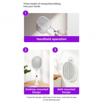 Raquette electrique Usams anti moustique avec support mural adhesif US-ZB231 Blanc