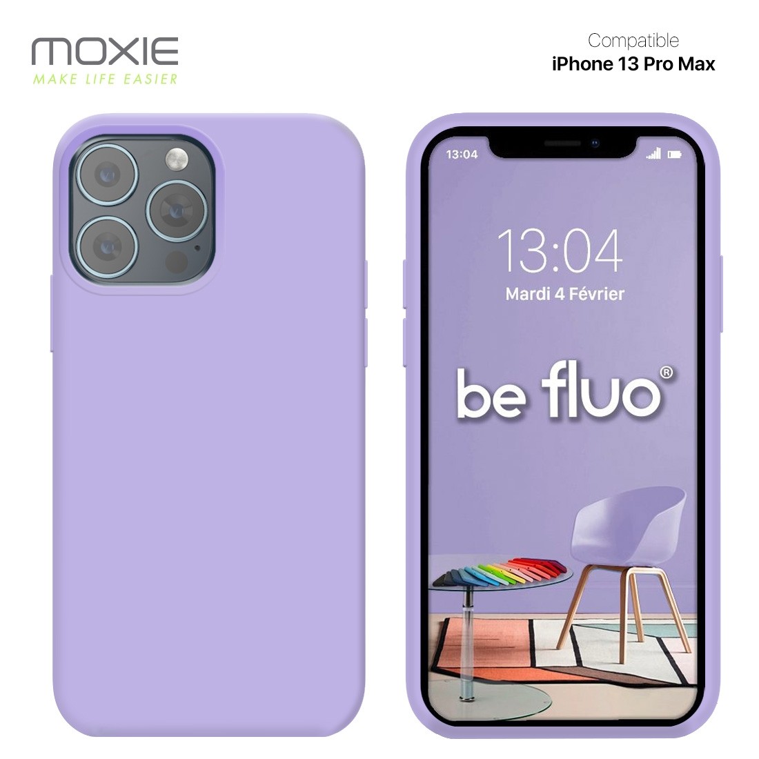 Moxie Coque iPhone 13 Pro Max [BeFluo] Coque Silicone Fine et Légère pour iPhone 13 Pro Max, Intérieur Microfibre, Coque Anti-chocs et Anti-rayures pour iPhone 13 Pro Max - Lilas