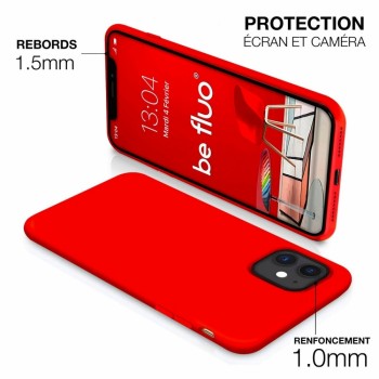 Moxie Coque iPhone 13 Mini [BeFluo] Coque Silicone Fine et Légère pour iPhone 13 Mini, Intérieur Microfibre, Coque Anti-chocs et Anti-rayures pour iPhone 13 Mini - Rouge