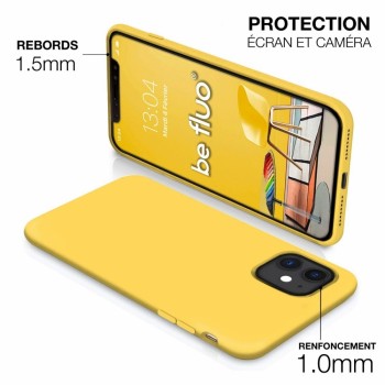 Moxie Coque iPhone 13 Mini [BeFluo] Coque Silicone Fine et Légère pour iPhone 13 Mini, Intérieur Microfibre, Coque Anti-chocs et Anti-rayures pour iPhone 13 Mini - Jaune