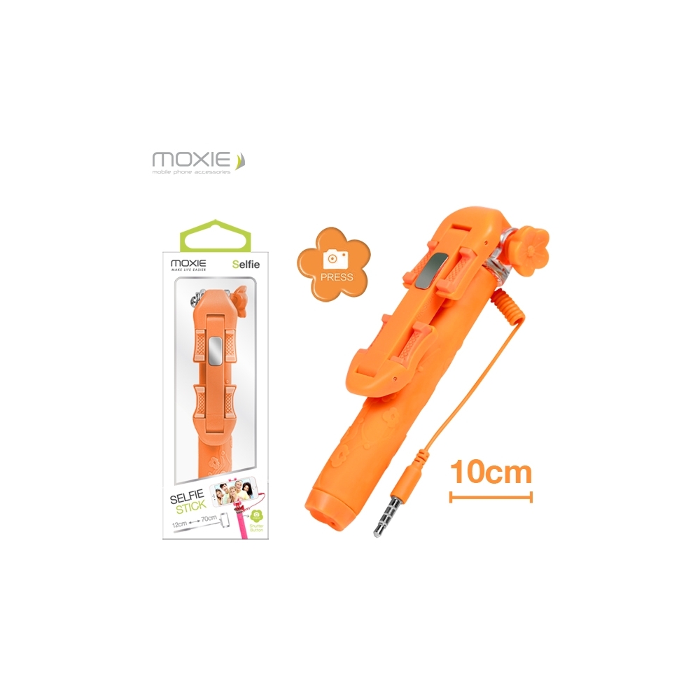 Mini Perche Téléscopique Selfie Moxie Orange à Fil et Bouton Déclencheur