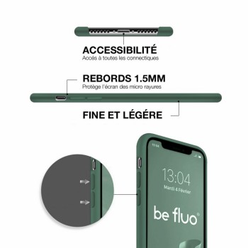 Moxie Coque iPhone 13 [BeFluo] Coque Silicone Fine et Légère pour iPhone 13 , Intérieur Microfibre, Coque Anti-chocs et Anti-rayures pour iPhone 13 - Pin vert