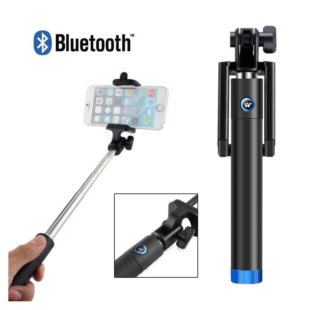 Mini Perche téléscopique Selfie Moxie Bleu avec bouton Bluetooth
