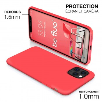 Moxie Coque iPhone 13 Pro [BeFluo] Coque Silicone Fine et Légère pour iPhone 13 Pro, Intérieur Microfibre, Coque Anti-chocs et Anti-rayures pour iPhone 13 Pro- Rose vif