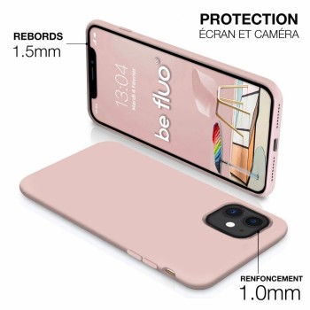 Moxie Coque iPhone 13 Mini [BeFluo] Coque Silicone Fine et Légère pour iPhone 13 Mini, Intérieur Microfibre, Coque Anti-chocs et Anti-rayures pour iPhone 13 Mini - Rose Sable
