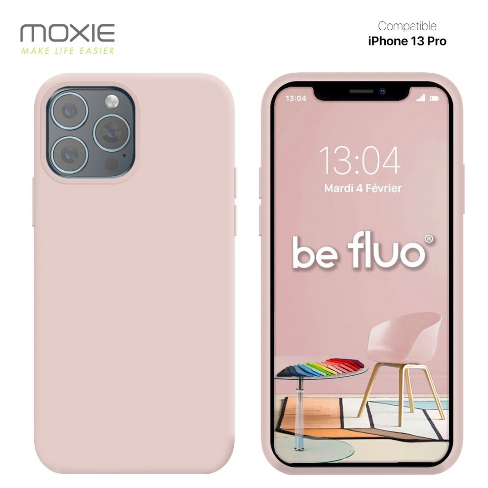 Moxie Coque iPhone 13 Pro Max [BeFluo] Coque Silicone Fine et Légère pour iPhone 13 Pro Max, Intérieur Microfibre, Coque Anti-chocs et Anti-rayures pour iPhone 13 Pro Max - Rose Sable