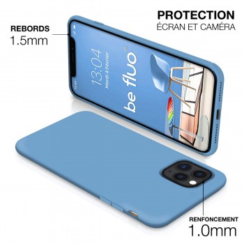 Moxie Coque iPhone 13 Pro Max [BeFluo] Coque Silicone Fine et Légère pour iPhone 13 Pro Max, Intérieur Microfibre, Coque Anti-chocs et Anti-rayures pour iPhone 13 Pro Max- Bleu acier