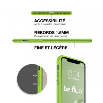 Moxie Coque iPhone 13 Mini [BeFluo] Coque Silicone Fine et Légère pour iPhone 13 Mini, Intérieur Microfibre, Coque Anti-chocs et Anti-rayures pour iPhone 13 Mini - Vert pomme