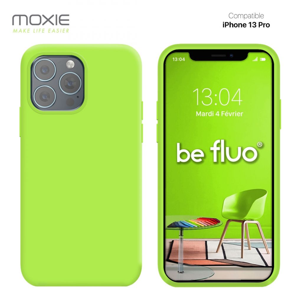 Moxie Coque iPhone 13 Pro [BeFluo] Coque Silicone Fine et Légère pour iPhone  13 Pro, Intérieur Microfibre, Coque Anti-chocs et Anti-rayures pour iPhone  13 Pro - Vert pomme