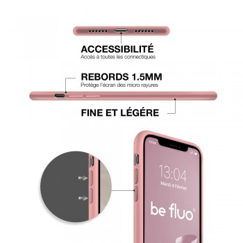 Moxie Coque iPhone 13 Mini [BeFluo] Coque Silicone Fine et Légère pour iPhone 13 Mini, Intérieur Microfibre, Coque Anti-chocs et Anti-rayures pour iPhone 13 Mini - Rose clair