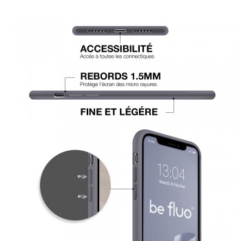 Moxie Coque iPhone 13 Mini [BeFluo] Coque Silicone Fine et Légère pour iPhone 13 Mini, Intérieur Microfibre, Coque Anti-chocs et Anti-rayures pour iPhone 13 Mini - Gris Lavande