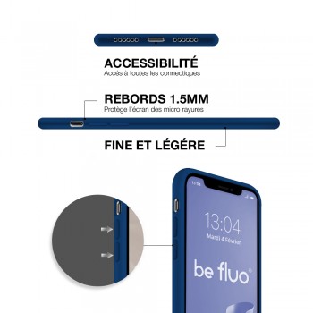 Moxie Coque iPhone 13 Mini [BeFluo] Coque Silicone Fine et Légère pour iPhone 13 Mini , Intérieur Microfibre, Coque Anti-chocs et Anti-rayures pour iPhone 13 Mini - Bleu foncé