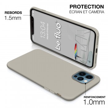 Moxie Coque iPhone 13 Mini [BeFluo] Coque Silicone Fine et Légère pour iPhone 13 Mini , Intérieur Microfibre, Coque Anti-chocs et Anti-rayures pour iPhone 13 Mini - Gris Nardo