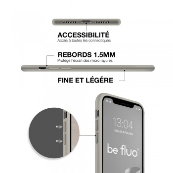 Moxie Coque iPhone 13 [BeFluo] Coque Silicone Fine et Légère pour iPhone 13 , Intérieur Microfibre, Coque Anti-chocs et Anti-rayures pour iPhone 13 - Gris Nardo