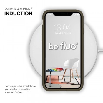 Moxie Coque iPhone 13 Mini [BeFluo] Coque Silicone Fine et Légère pour iPhone 13 Mini, Intérieur Microfibre, Coque Anti-chocs et Anti-rayures pour iPhone 13 mini- Marron gris