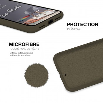 Moxie Coque iPhone 13 Mini [BeFluo] Coque Silicone Fine et Légère pour iPhone 13 Mini, Intérieur Microfibre, Coque Anti-chocs et Anti-rayures pour iPhone 13 mini- Marron gris