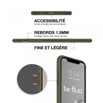 Moxie Coque iPhone 13 [BeFluo] Coque Silicone Fine et Légère pour iPhone 13 , Intérieur Microfibre, Coque Anti-chocs et Anti-rayures pour iPhone 13 - Marron gris