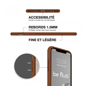 Moxie Coque iPhone 13  [BeFluo] Coque Silicone Fine et Légère pour iPhone 13 , Intérieur Microfibre, Coque Anti-chocs et Anti-rayures pour iPhone 13  - Havane
