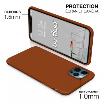 Moxie Coque iPhone 13  [BeFluo] Coque Silicone Fine et Légère pour iPhone 13 , Intérieur Microfibre, Coque Anti-chocs et Anti-rayures pour iPhone 13  - Havane