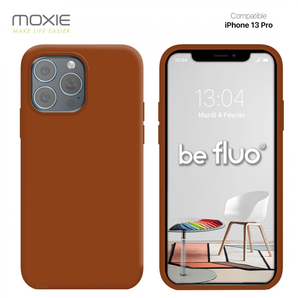 Moxie Coque iPhone 13 Pro [BeFluo] Coque Silicone Fine et Légère pour iPhone 13 Pro , Intérieur Microfibre, Coque Anti-chocs et Anti-rayures pour iPhone 13 Pro - Havane