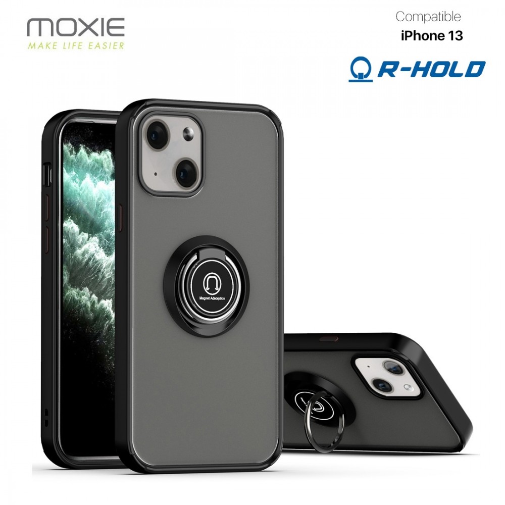 Coque Moxie R-Hold iPhone 13 avec ring holder + contour Noir