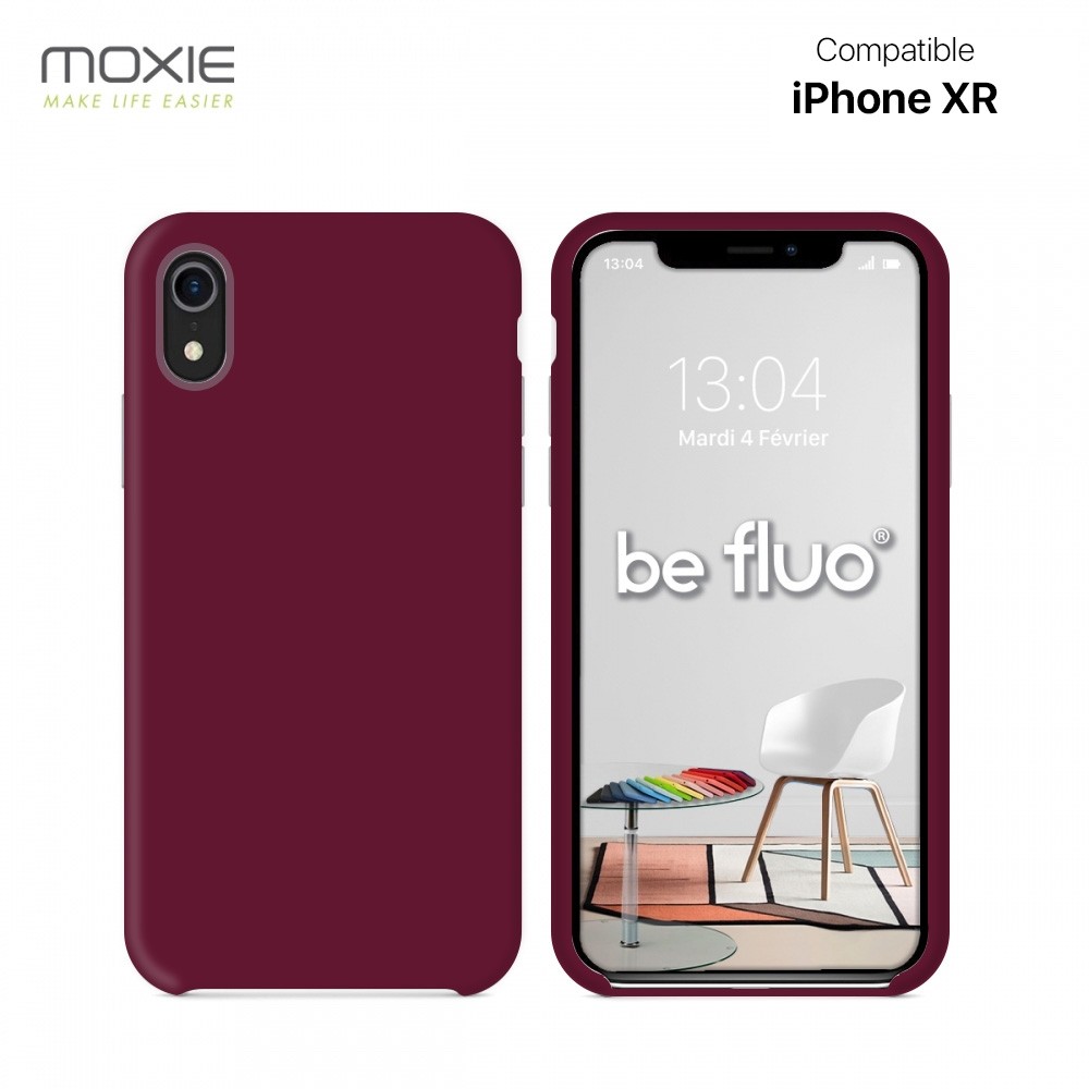 Moxie Coque iPhone XR [BeFluo] Coque Silicone Fine et Légère pour iPhone XR, Intérieur Microfibre, Coque Anti-chocs et Anti-rayures pour iPhone XR - Lie de vin