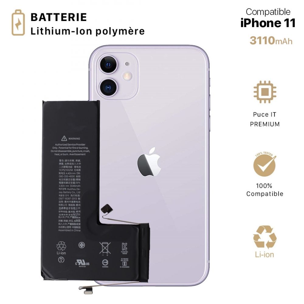 Batterie pour iPhone 11 Li ion Polymer Capacité Original 3110mAh