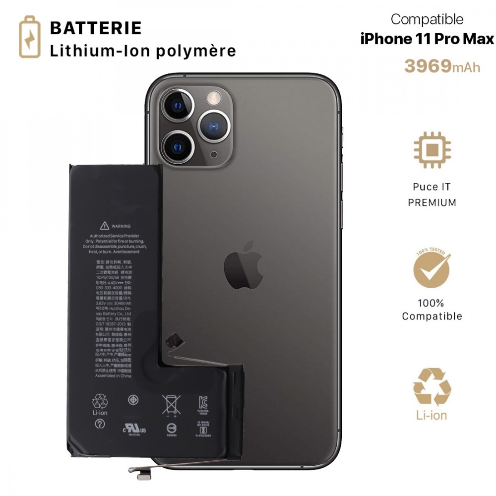 Batterie pour iPhone 11 Pro Max Polymer Capacité Original 3969mAh