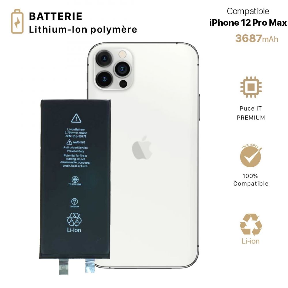 Batterie pour iPhone 12 Pro Max Polymer Capacité Original 3687mAh