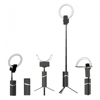 Perche Selfie LED USAMS ZB250 sur Pied téléscopique jusqu'à 1.93m et batterie de 4000 mAh