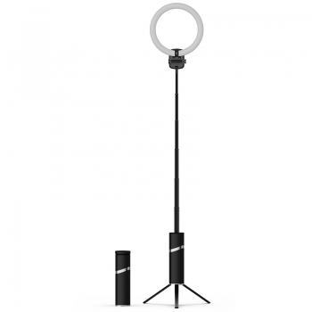 Perche Selfie LED USAMS ZB250 sur Pied téléscopique jusqu'à 1.93m et batterie de 4000 mAh