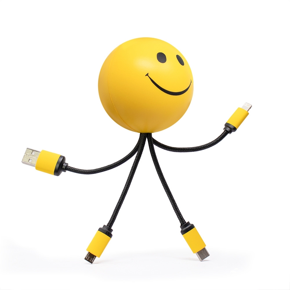 Goodies anti-stress smiley avec Cable data 3 en 1