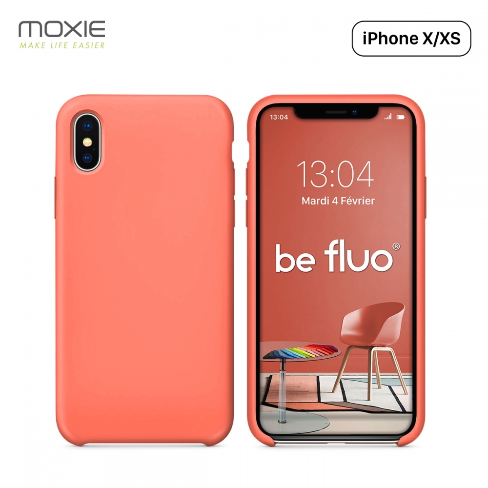 Moxie Coque iPhone XS / iPhone X [BeFluo] Coque Silicone Fine et Légère pour iPhone XS 5.8" et iPhone X, Intérieur Microfibre, Coque Anti-chocs et Anti-rayures pour iPhone XS/X - Rose Pastel