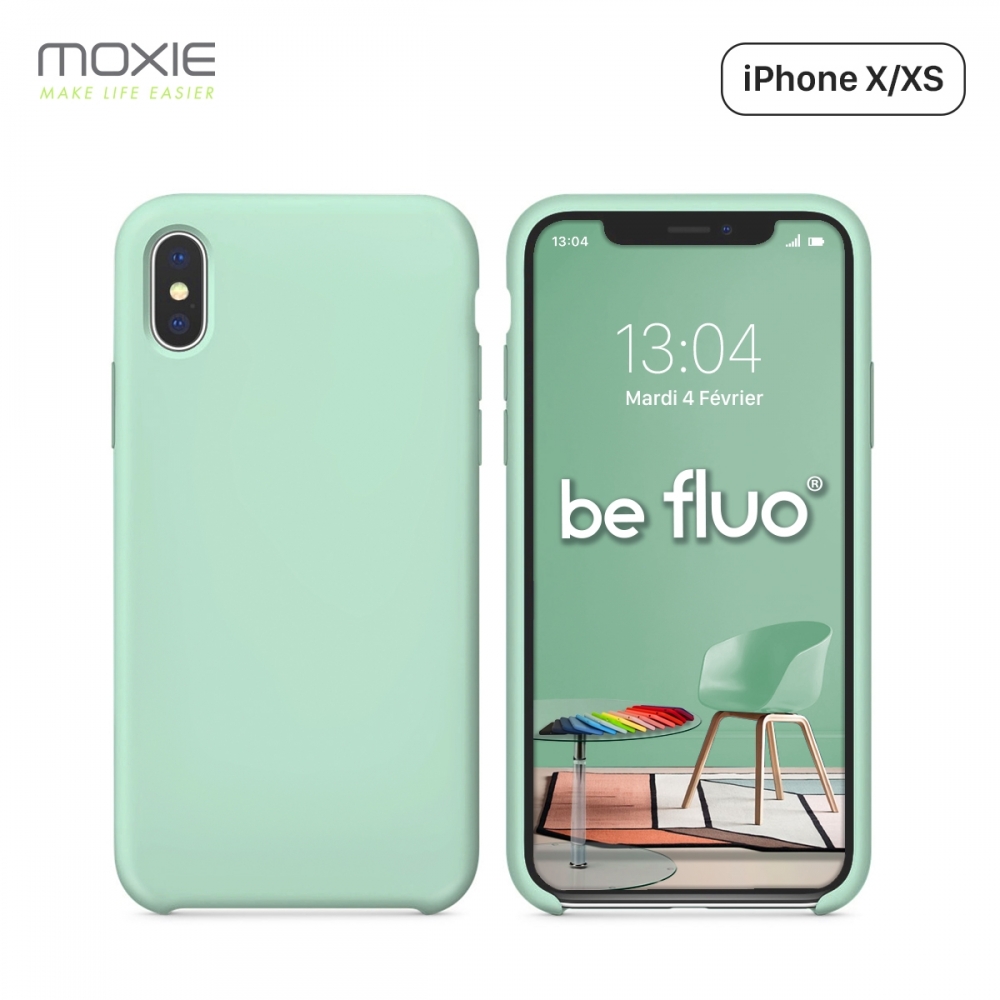 Moxie Coque iPhone XS / iPhone X [BeFluo] Coque Silicone Fine et Légère pour iPhone XS 5.8" et iPhone X, Intérieur Microfibre, Coque Anti-chocs et Anti-rayures pour iPhone XS/X - Menthe